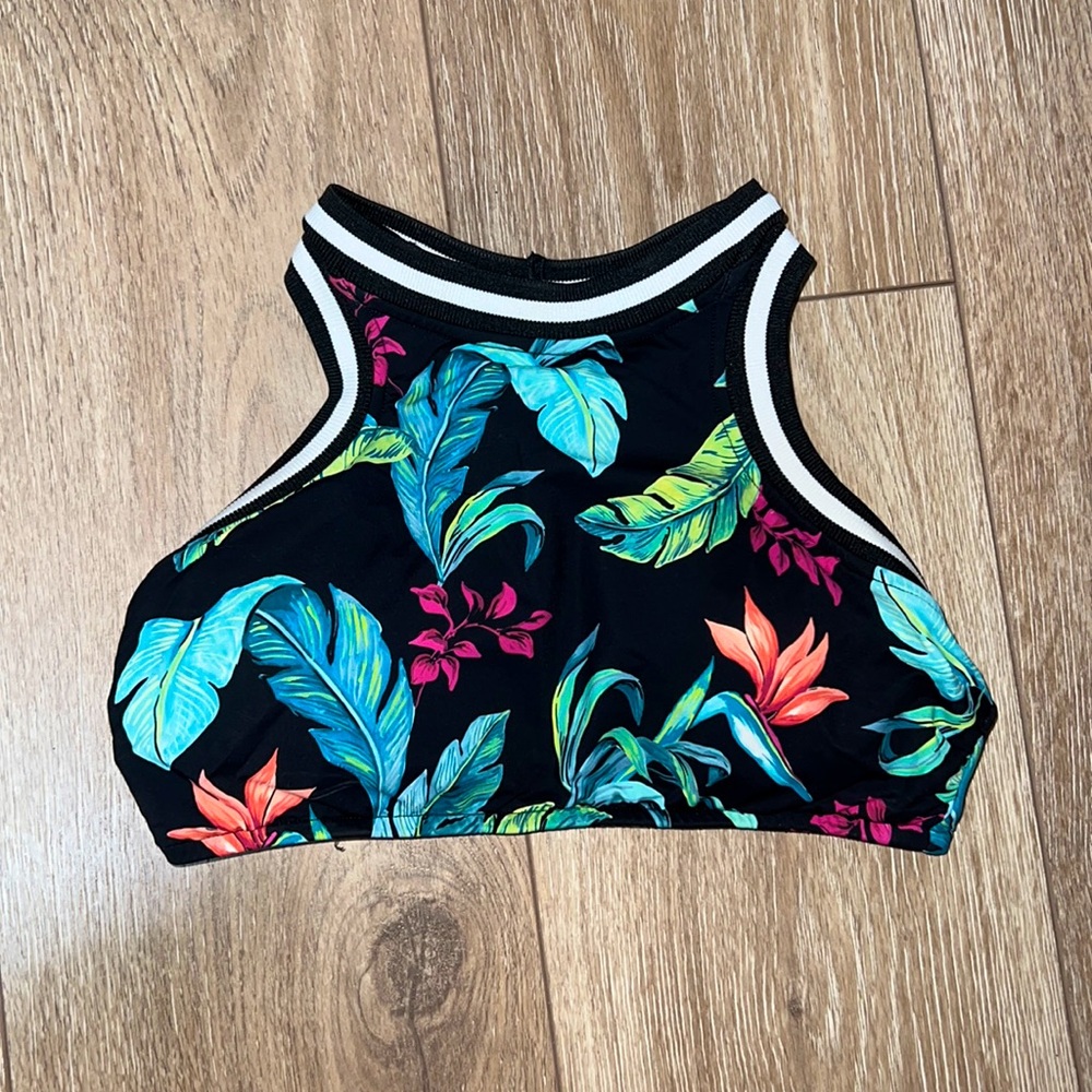 Tropical High neck swim top